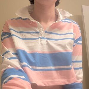 Striped Pink and Blue Rugby Shirt